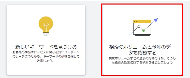 検索のボリュームと予測データを確認する