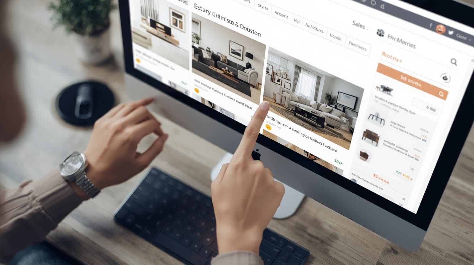 家具業界　通販サイト　カートショップ　PCで選んでいる