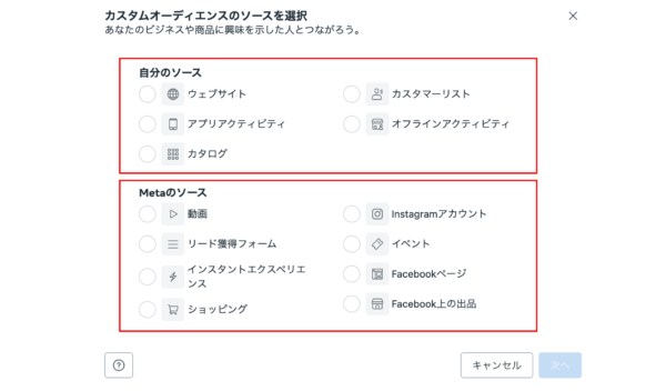 meta(facebook instagram)広告 カスタムオーディエンス